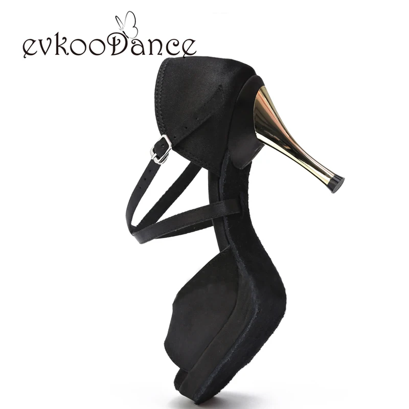 Zapatos De Baile/черные Сатиновые туфли для сальсы на каблуке 8 5 см размеры США 4 12