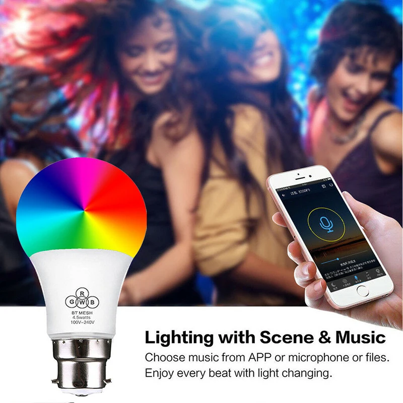 B22 умный пульт дистанционного управления Bluetooth волшебный светодиодный RGB Лампочка 16 цветов Изменение Затемнения Смарт wifi штепсельная розетка стандарта Великобритании для Alexa Google Home