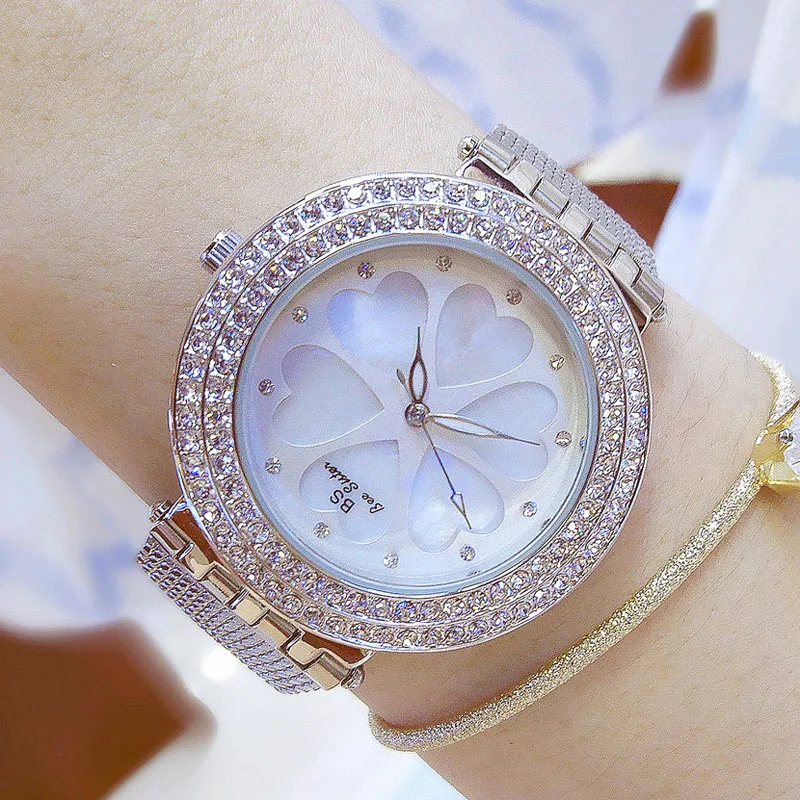 Женские часы SERYNOW в простом стиле со стразами из нержавеющей стали с сетчатым