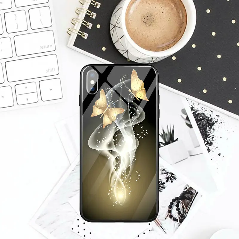 Красивая бабочка Летающий жесткий закаленное стекло крышка бампер для