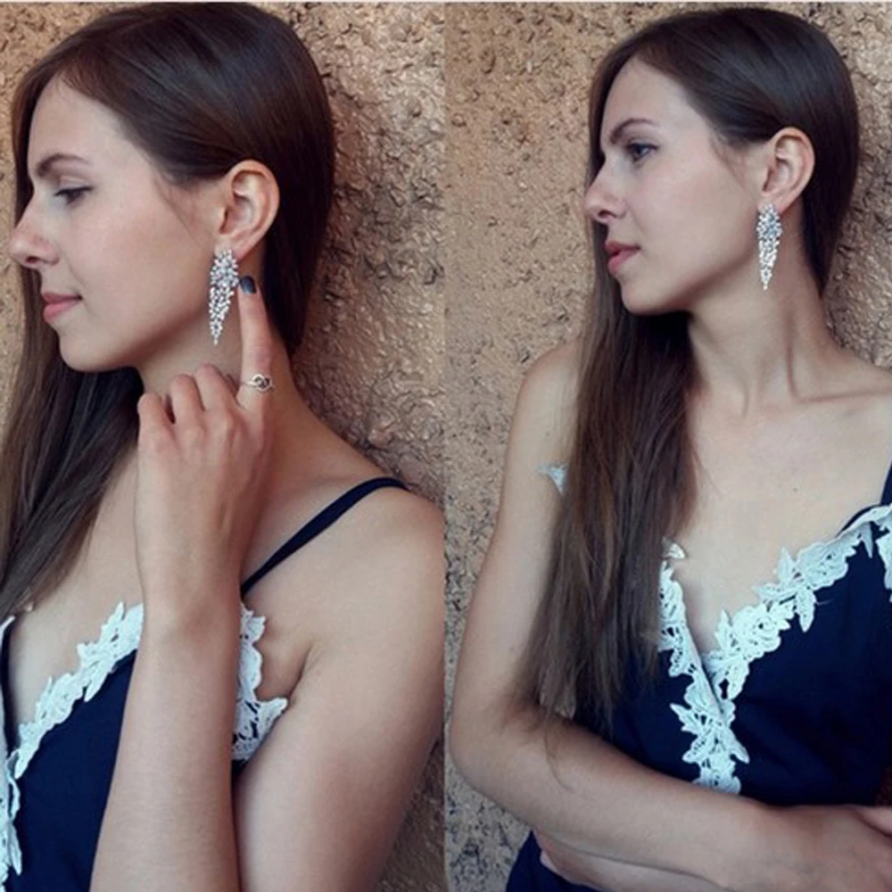 CJLYQ Women Shine Long Tassel Earrings Luxury Inlay Zircon Earring Woman Banquet Party Fashion Geometric Jewellery Birthday Gift | Украшения