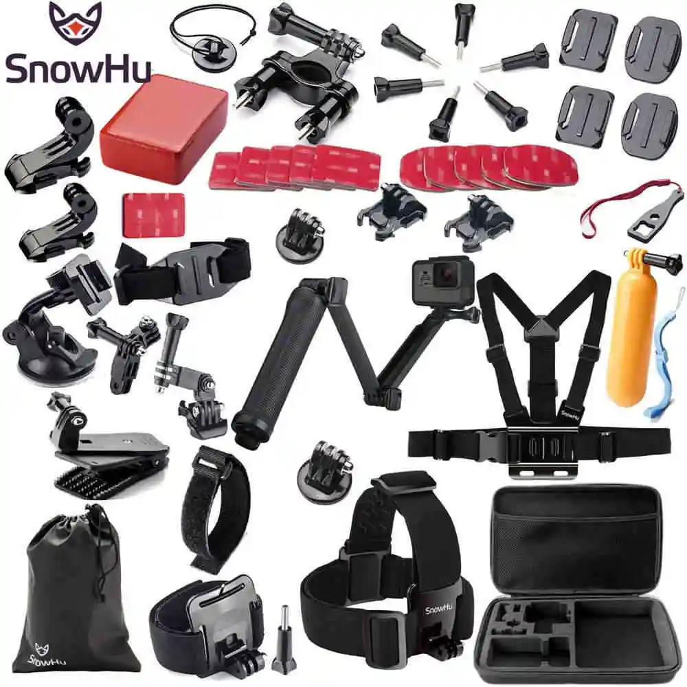 GS02E Аксессуары snowhu для GoPro Набор для go pro hero 8 7 6 5 4 3 комплект 3 способ селфи палка для Eken h8r/для xiaomi для yi 4K EVA GS02 - Цвет: GS02E