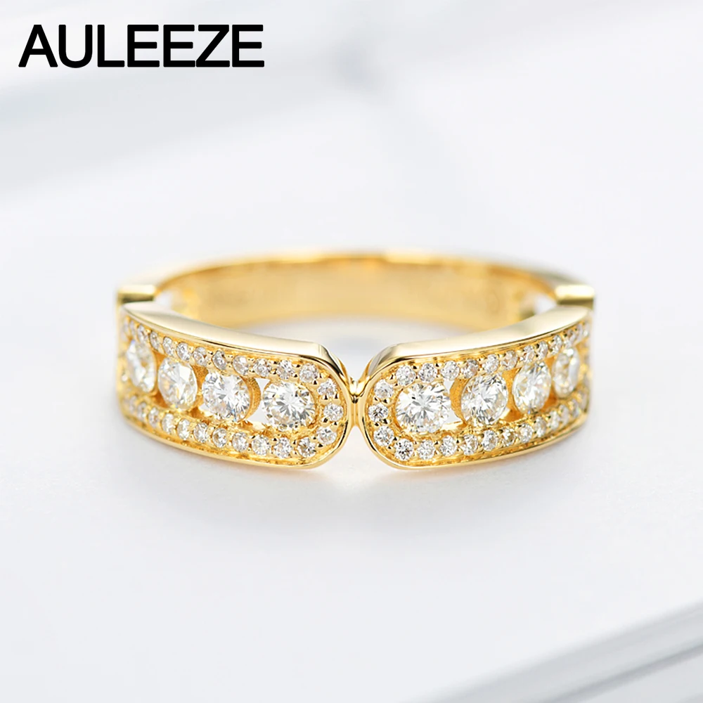 AULEEZE Classic 18 K кольцо из желтого золота с бриллиантом 0,60 cttw Настоящее бриллиантовое женское кольцо юбилейный браслет