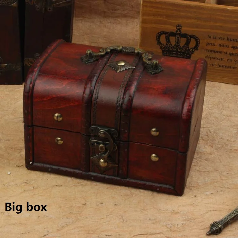 Деревянная коробка для хранения органайзер ретро антикварные Запираемые Ooden