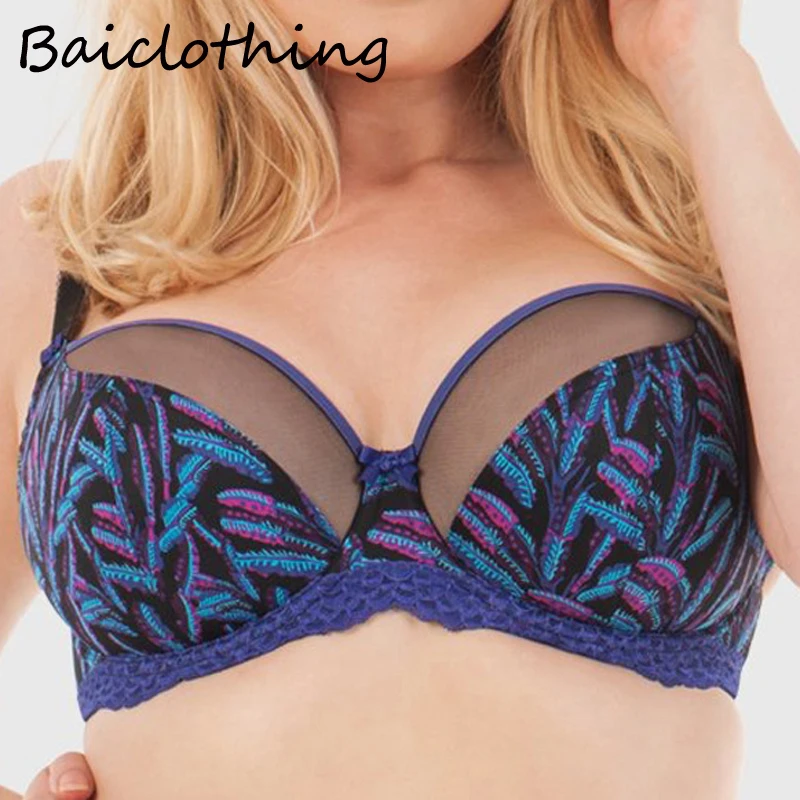 32 34 36 38 40 FF GG HH J K BAICLOTHING женские размера плюс полный охват на косточках Кружева цветочные без подкладки бюстгальтер белье