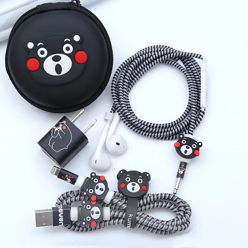 Защитный чехол для iphone 5 6 6s 7 8 x USB кабеля наушников намотка зарядное устройство