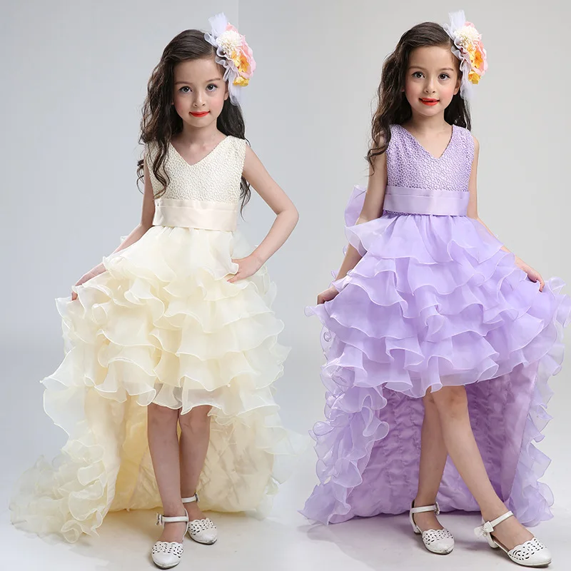 Girl Dress New Summer Children Princess Flower Wedding Formal Evening Dresses for Girls Costume Tail Detachable GDR215 | Детская одежда