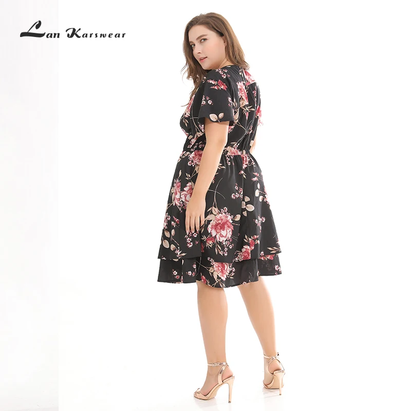 Lan Karswear 2019 летнее платье с коротким рукавом богемное женское пляжным цветочным