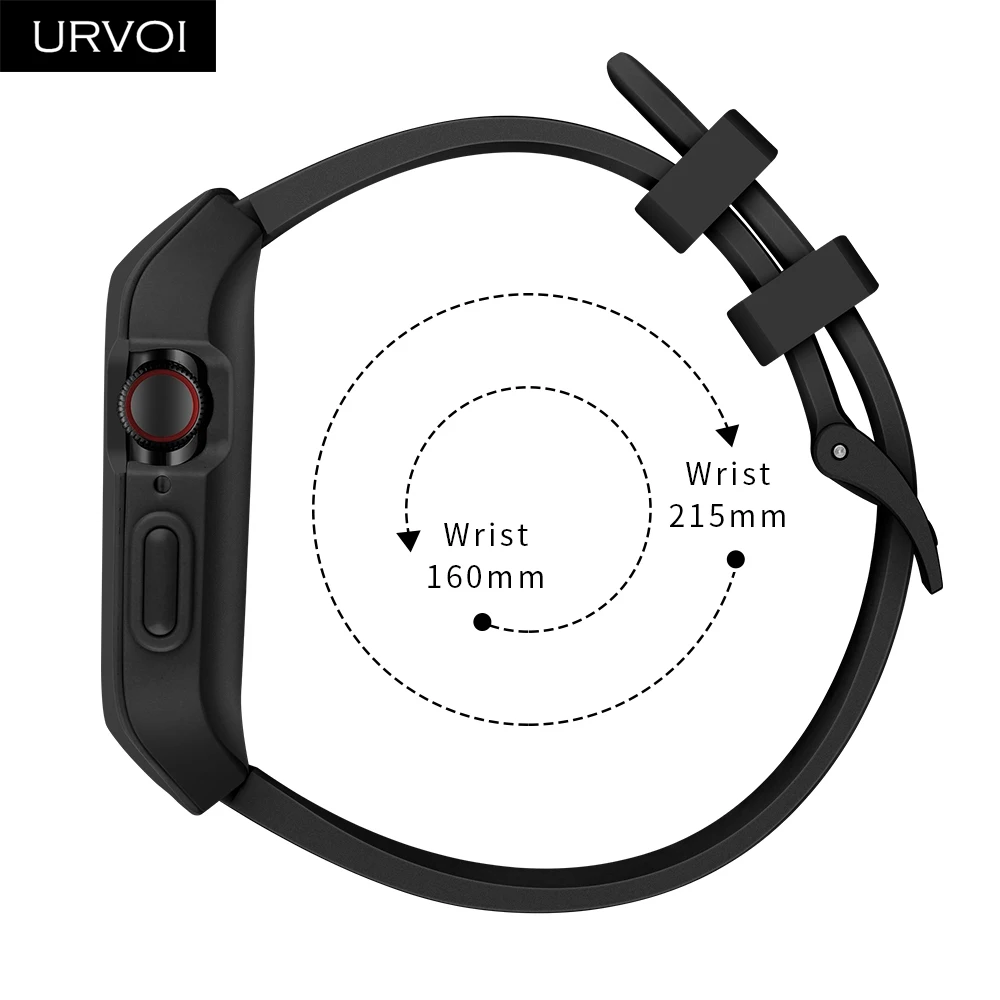 URVOI полная защита для Apple Watch series 5 4 Силиконовый ремешок iWatch водонепроницаемый