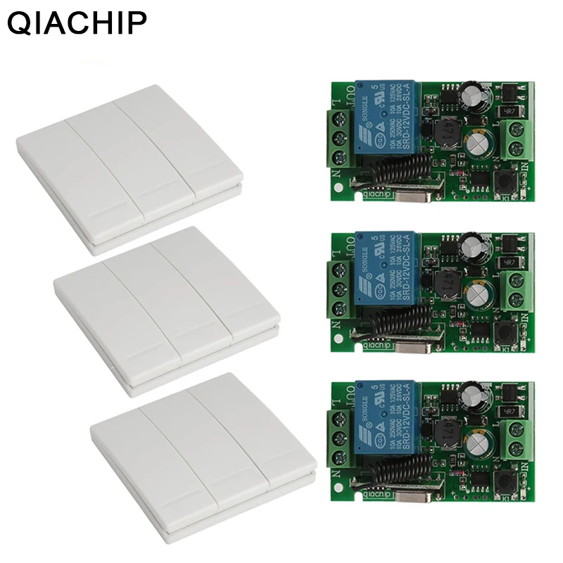 

QIACHIP 433Mhz 86 Wall Panel RF Transmitter Remote Control Switch + 433 Mhz RF Relay Wireless AC 110V 220V 1 CH Receiver Module