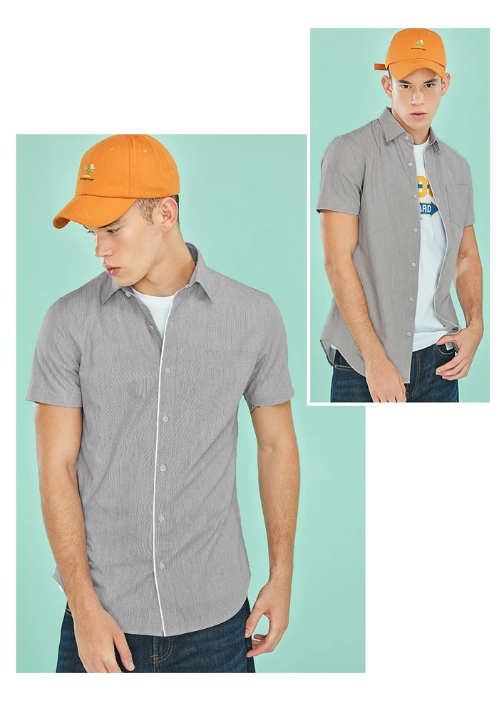 Giordano две простые рубашки slim fit с короткими рукавами выполненные из хлопка и полиэстера, имеется шесть различных цветов на выбор