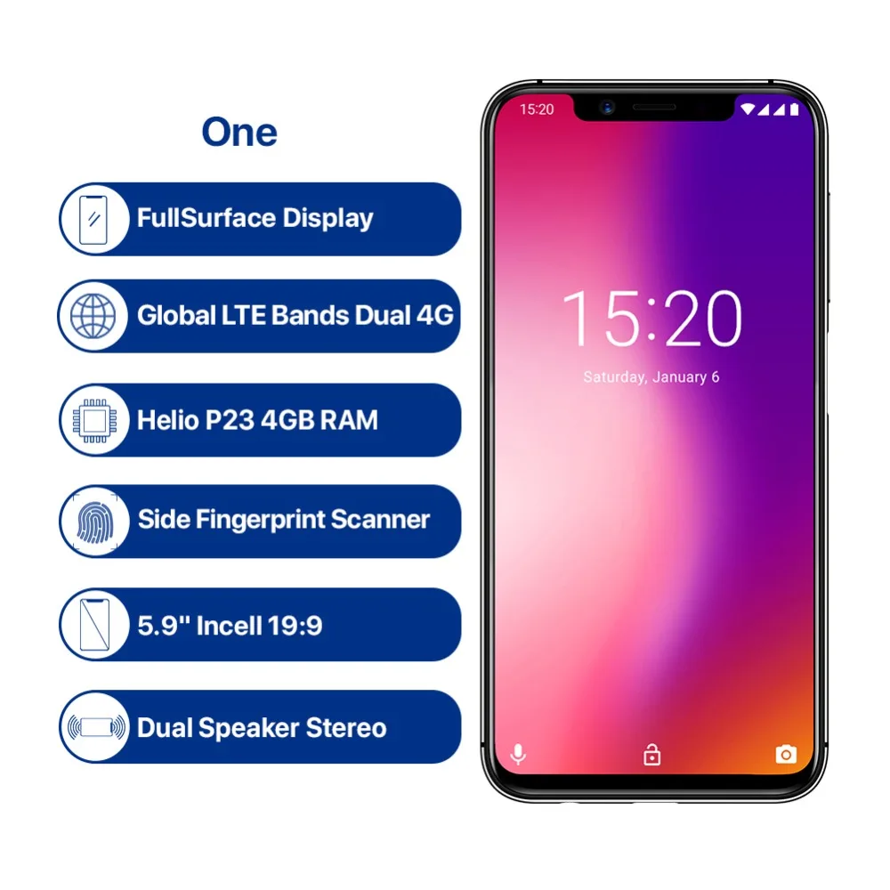 UMIDIGI один 4G B 32 ГБ Глобальный Версия 5 9 &quotполная поверхность Экран сотовый телефон