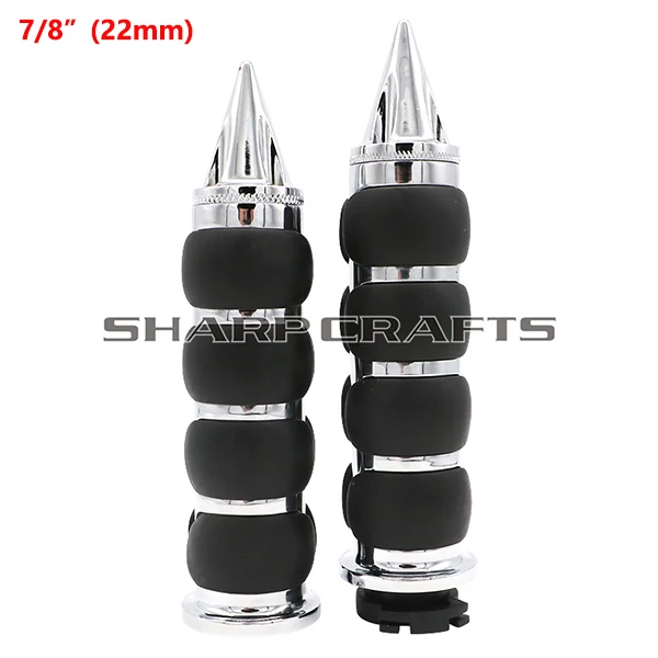 C Chrome 22mm " 25 мм и 7/8" 22 мм заготовка резиновая пламя Спайк рукоятки для Harley Honda Kawasaki Suzuki Yamaha велосипеды крейсер Чоппер на заказ - Цвет: C Chrome 22mm