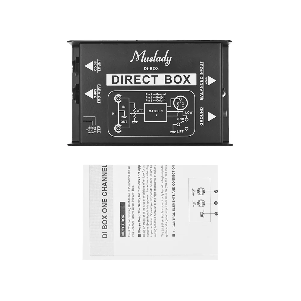 Профессиональный одноканальный пассивный аудио бокс Muslady с прямым впрыском