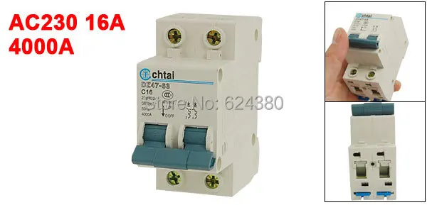 AC 230 16A 2P 2-полюсный фазный бытовой миниатюрный мини-выключатель MCB DZ47-63 C16 |