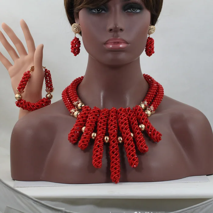 Новинка свадебные бусы в африканском стиле восхитительный красный комплект из