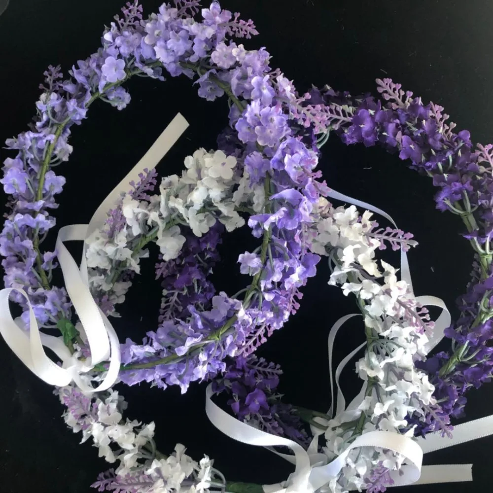 Цветочная корона, лавандовый венок, Цветочная повязка на голову для девочек, женские аксессуары для волос, свадебные аксессуары, новые аксессуары