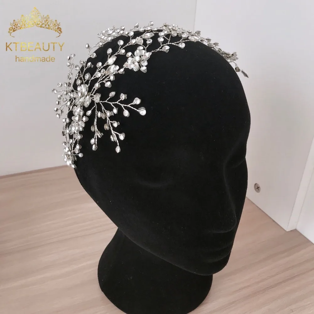New Luxury Silver Crystal Rhinestone Handmade Fashion Hairband Royal Bridal Wedding Dressing Crown Accessory Women Jewelry | Украшения и