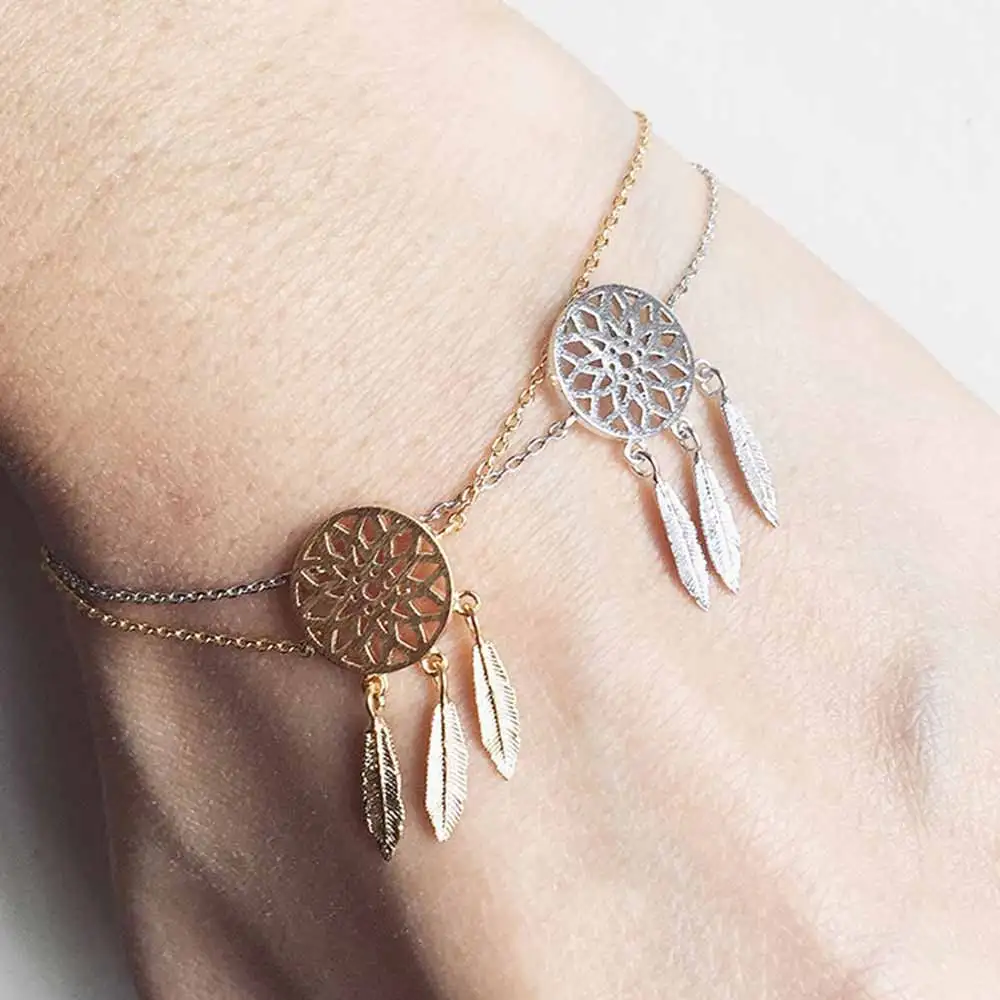 Женские браслеты Ловец снов FAMSHIN серебряного цвета с шармами ювелирные украшения
