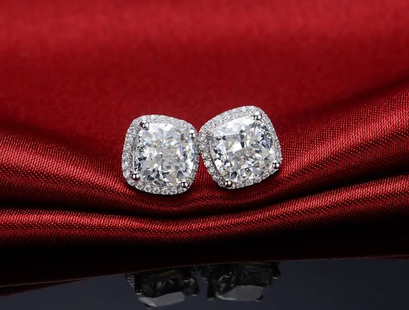 Великолепные 2Ct/шт. I-J серьги-гвоздики с бриллиантами, одноцветные 925 пробы серебряные ювелирные изделия, никогда не выцветают, подарок на день Святого Валентина