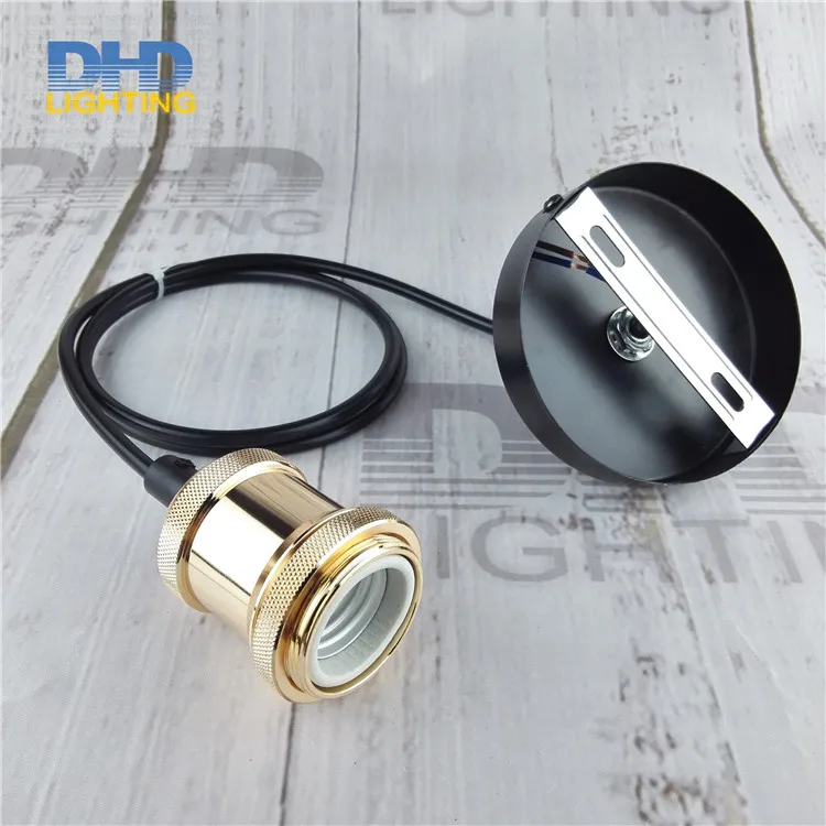 Винтажная алюминиевая Подвесная лампа Эдисона E27 цвета шампанского золотого в