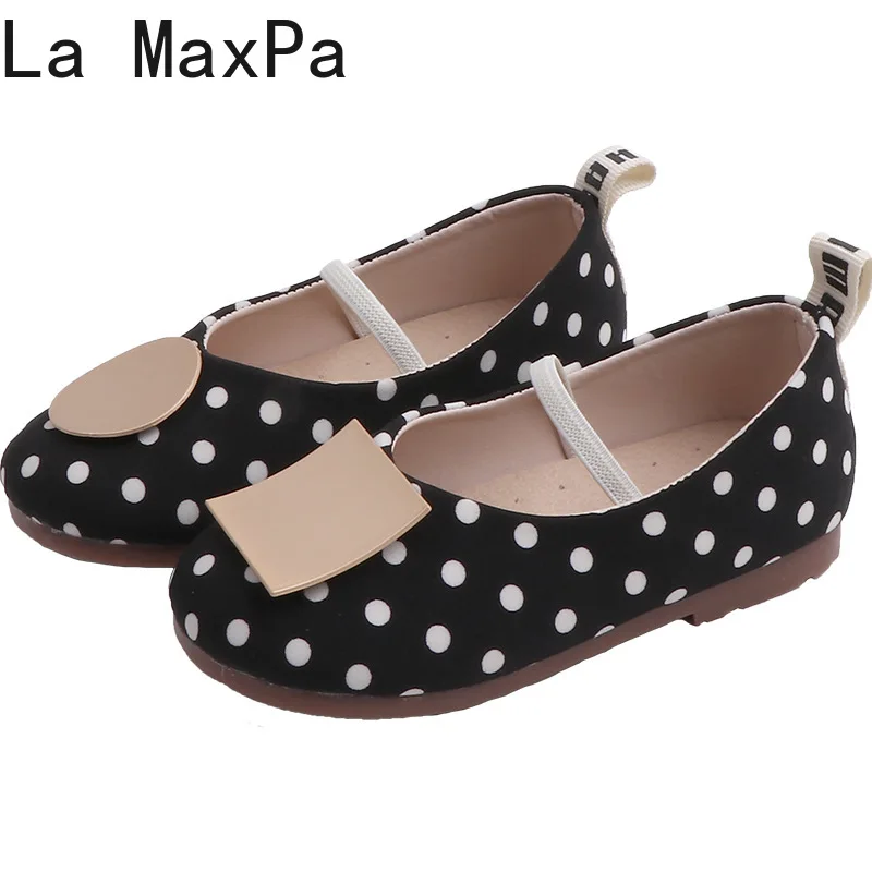 2019 Autumn new children's wear girls light shoes temperament dot metal buttons baby soft Kids |