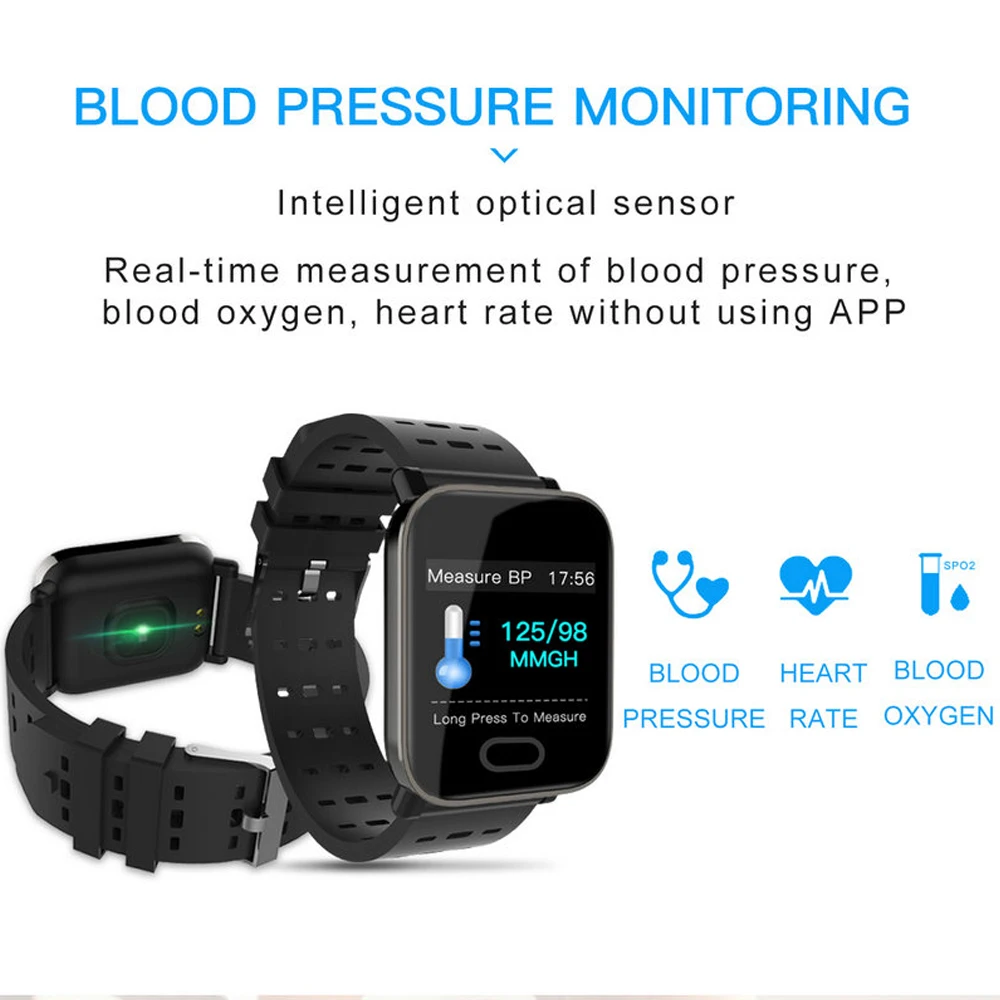 A6 Smart Band Blood Pressure Bracelet Heart Rate Monitor Sport Fitness Tracker IP67 Waterproof Wristband Watch | Электроника