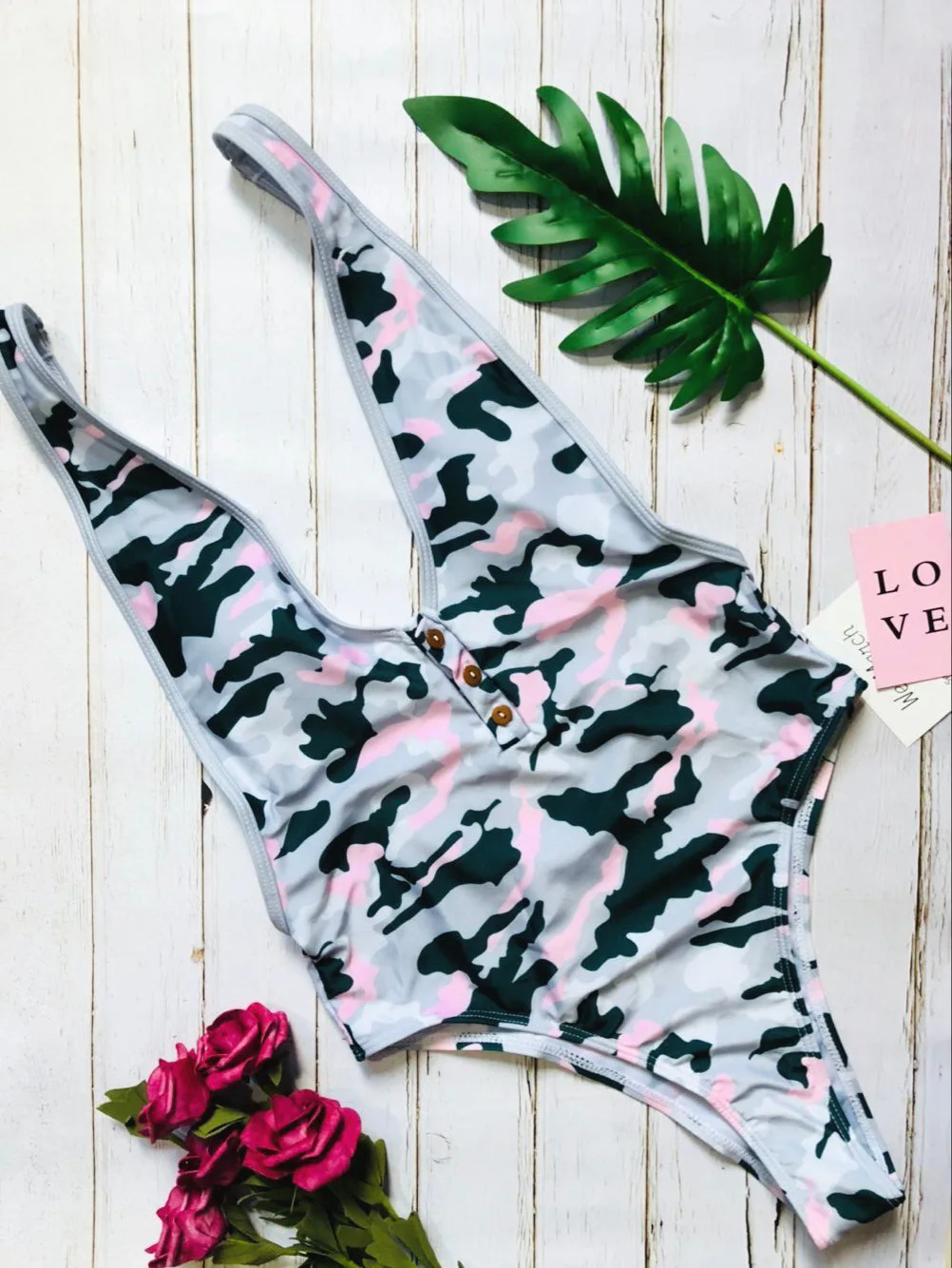 2019 женский Камуфляжный купальник на бретельках с открытой спиной летний