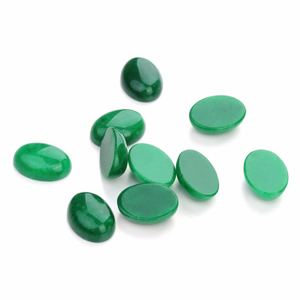 

10pcs/lot 10*14/13*18/18*25mm Green Cameo Cabochon Natural Stone Beads Diy Cabochon Setting Findings Jewelry Making Finding
