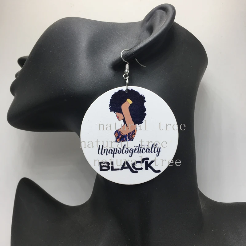 Черные деревянные серьги с принтом для девочек|wooden earrings|black wooden earringswooden earrings lot |