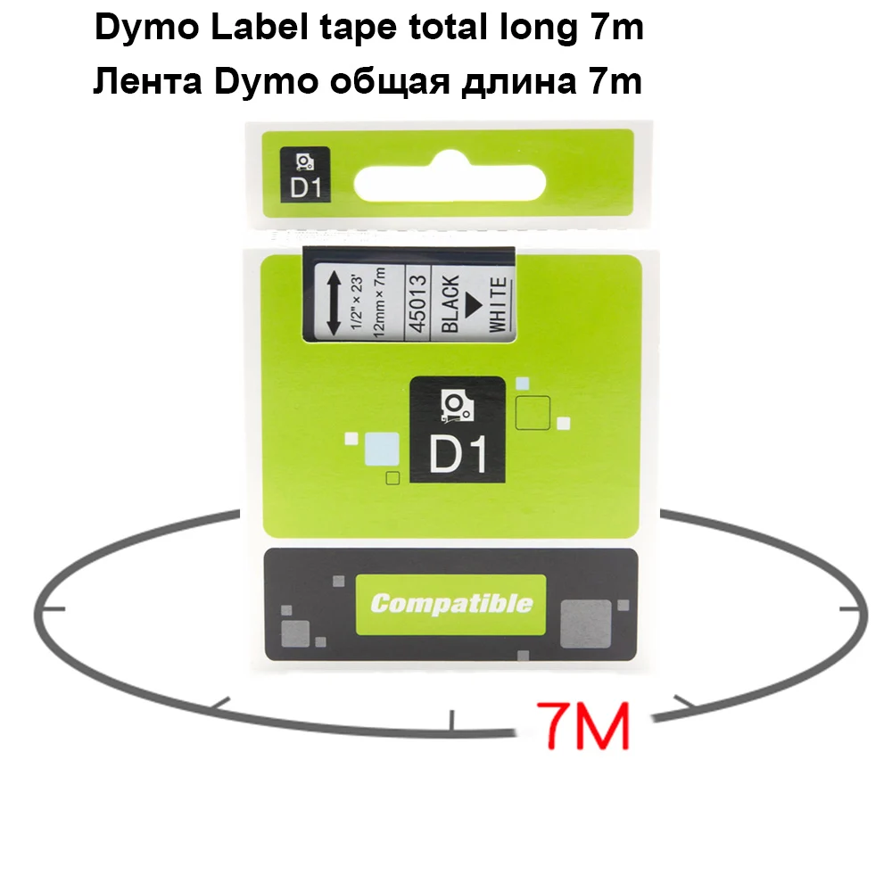 Absonic 2 шт. Dymo D1 45022 этикетки ленты черный на серебристом 12 мм Совместимость с