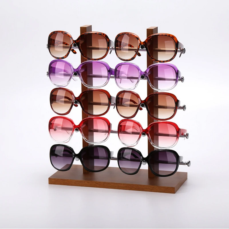 Двойная деревянная витрина для очков 5 цветов держатель дисплея 10 визиток