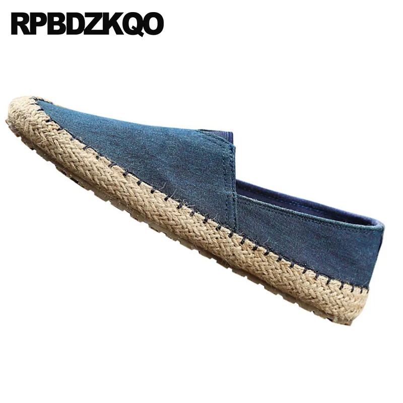European Slip On Plus Size Espadrilles Summer Beach 11 46 Big Runway Large Italian Men Canvas Shoes Casual Blue Black Hemp Woven | Обувь