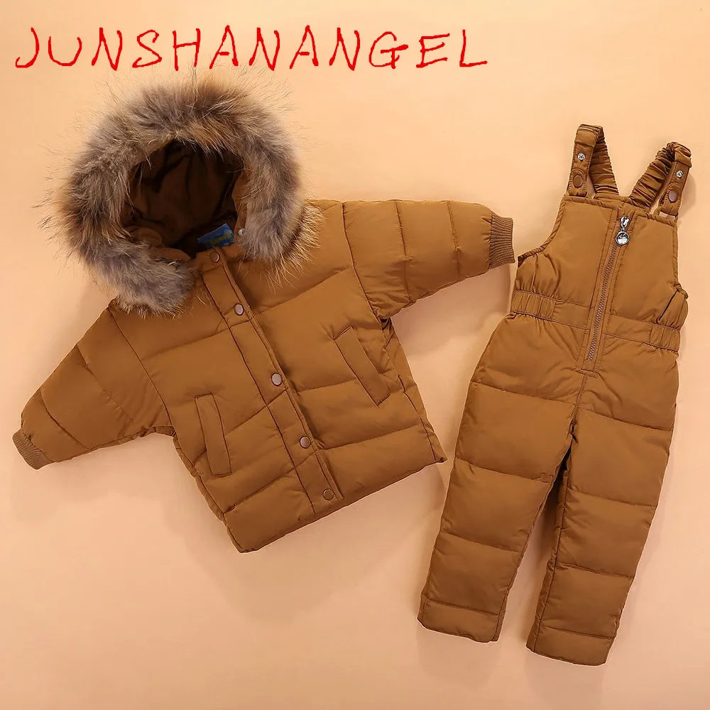 JUNSHANANGEL/российские зимние комплекты детской одежды Одежда для девочек на новый