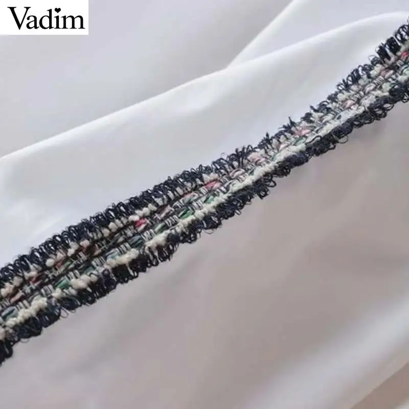 Vadim Женская белая Базовая полосатая блузка с кисточками в стиле пэчворк отложной