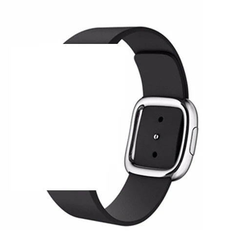 black Кожаный ремешок для Apple Watch 4 5 ремешок 44 мм/40 мм iwatch 3 ремешок 42 мм/38 мм correa Современный браслет ремень аксессуары для часов 4 3 2 1 5 - Цвет ремешка: black