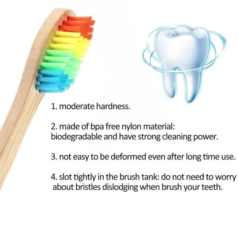 Natural Bamboo Handle Toothbrush Rainbow Colorful Whitening Soft Bristle Eco-friendly Teeth Brush Oral Care | Красота и здоровье