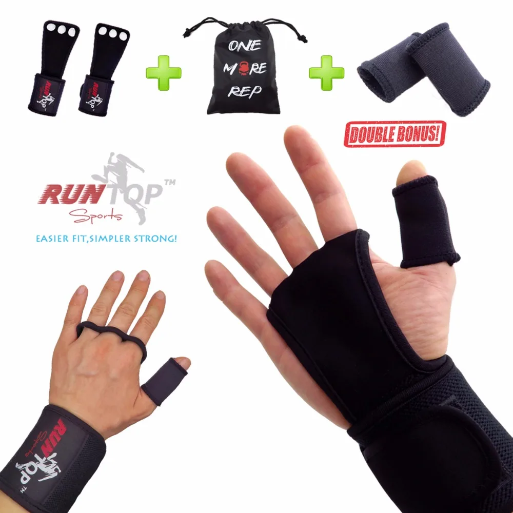 Кожаные перчатки для тренировок RUNTOP Crossfit WODS защитный наручный бандаж рук и