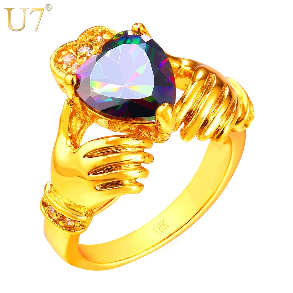 U7 сердце ювелирные изделия Claddagh кольцо для любви роскошные золотые обручальные