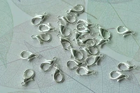 800pcs lobster clasps metal silver tone findings 12x6mm free shipping
