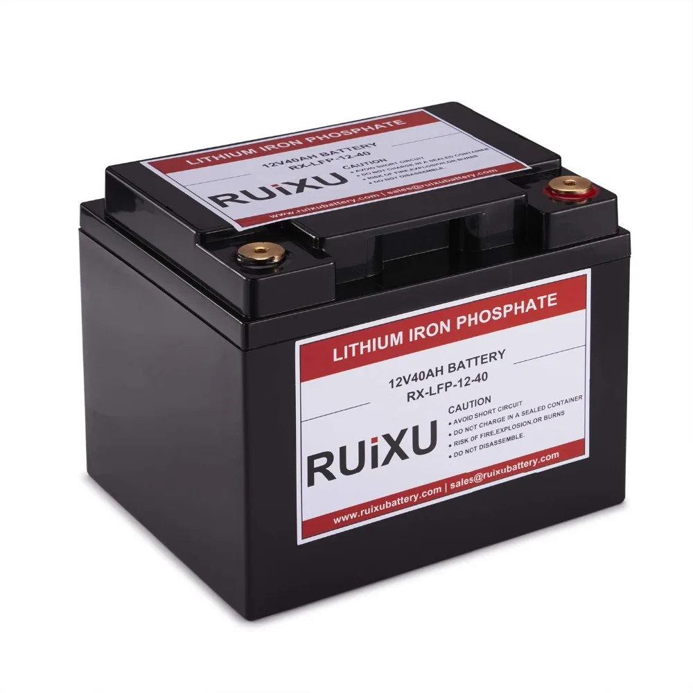 Комплект литиевых и фосфатных батарей RUIXU LiFePO4 12 В 40 Ач светильник полный