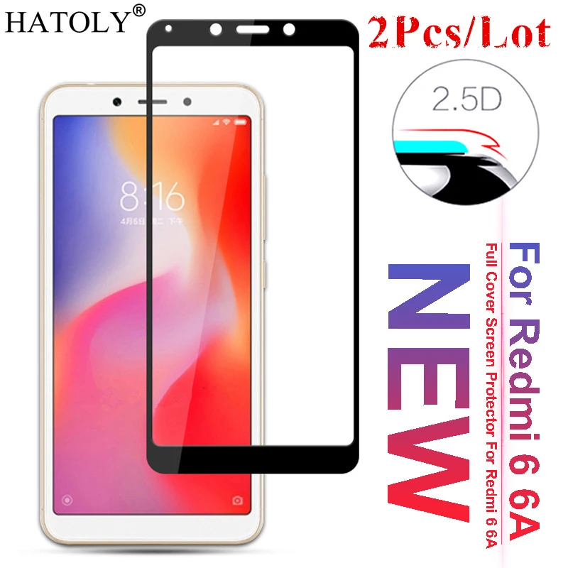 2 uds para Xiaomi Redmi 6 vidrio templado para Xiaomi Redmi note 6 pel&iacute;cula completa pegamento Protector de pantalla de vidrio Protector para Xiaomi Redmi 6-0