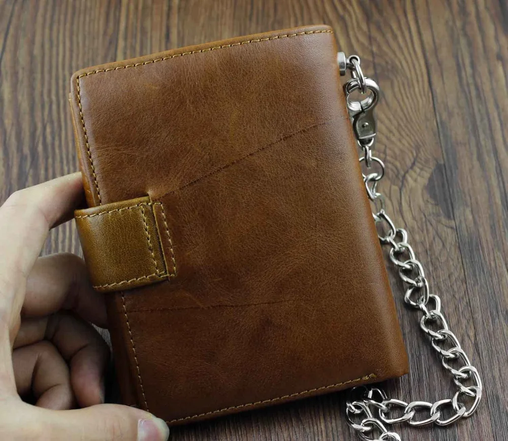 Мужской кошелек из натуральной кожи на молнии|wallet purse|chain walletgenuine leather |