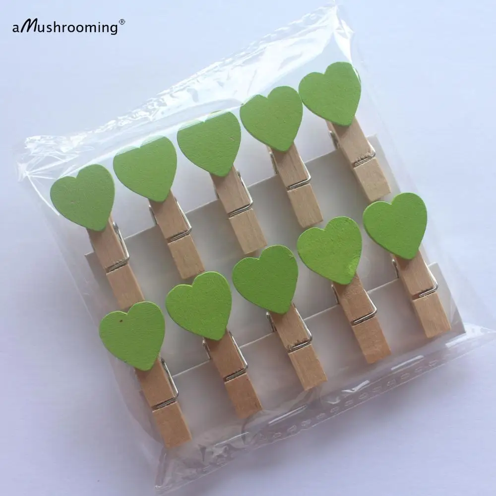 Деревянные прищепки в форме сердца мини набор из 10 штук для упаковки бумажных