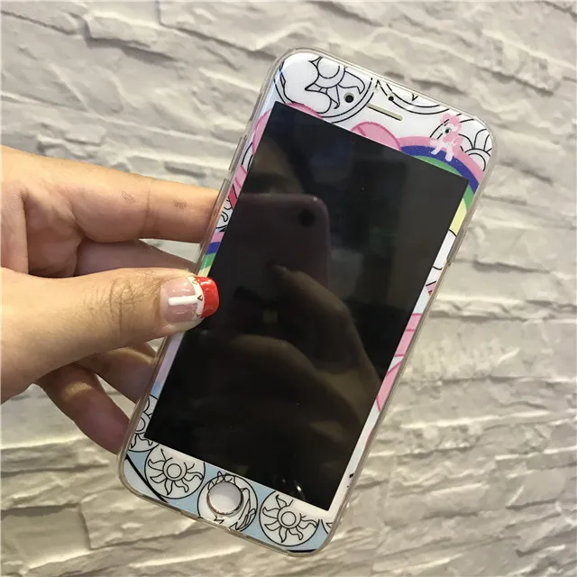 Защитное стекло для iPhone 8 7 6 6s Plus Закаленное стекло Защитная пленка закаленное стекло стежка Единорог узор
