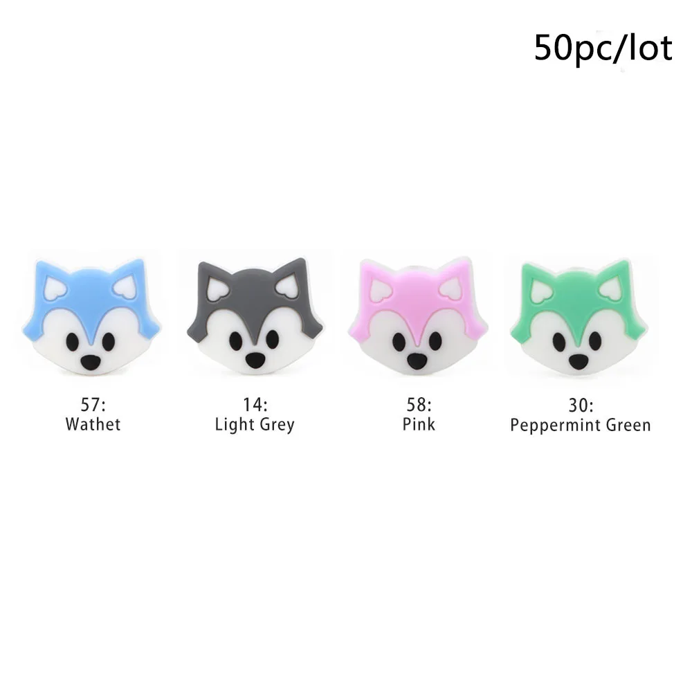 fox-mix TYRY. HU 50 шт./лот мультфильм Силиконовые Бусины Единорог слон лиса Пингвин собака пищевой детский Прорезыватель DIY Детские Прорезыватели для зубов игрушки, не содержащие БИСФЕНОЛ - Цвет: fox-mix