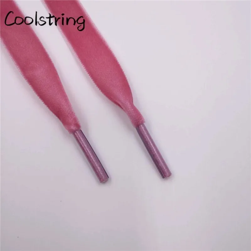 Coolstring 1,27 см(1/2 дюйма) пластиковые наконечники плоские односторонние сверхпрочные вельветовые шнурки для спортивной обуви одна пара Прямая поставка - Цвет: 1633-1	Red Pink