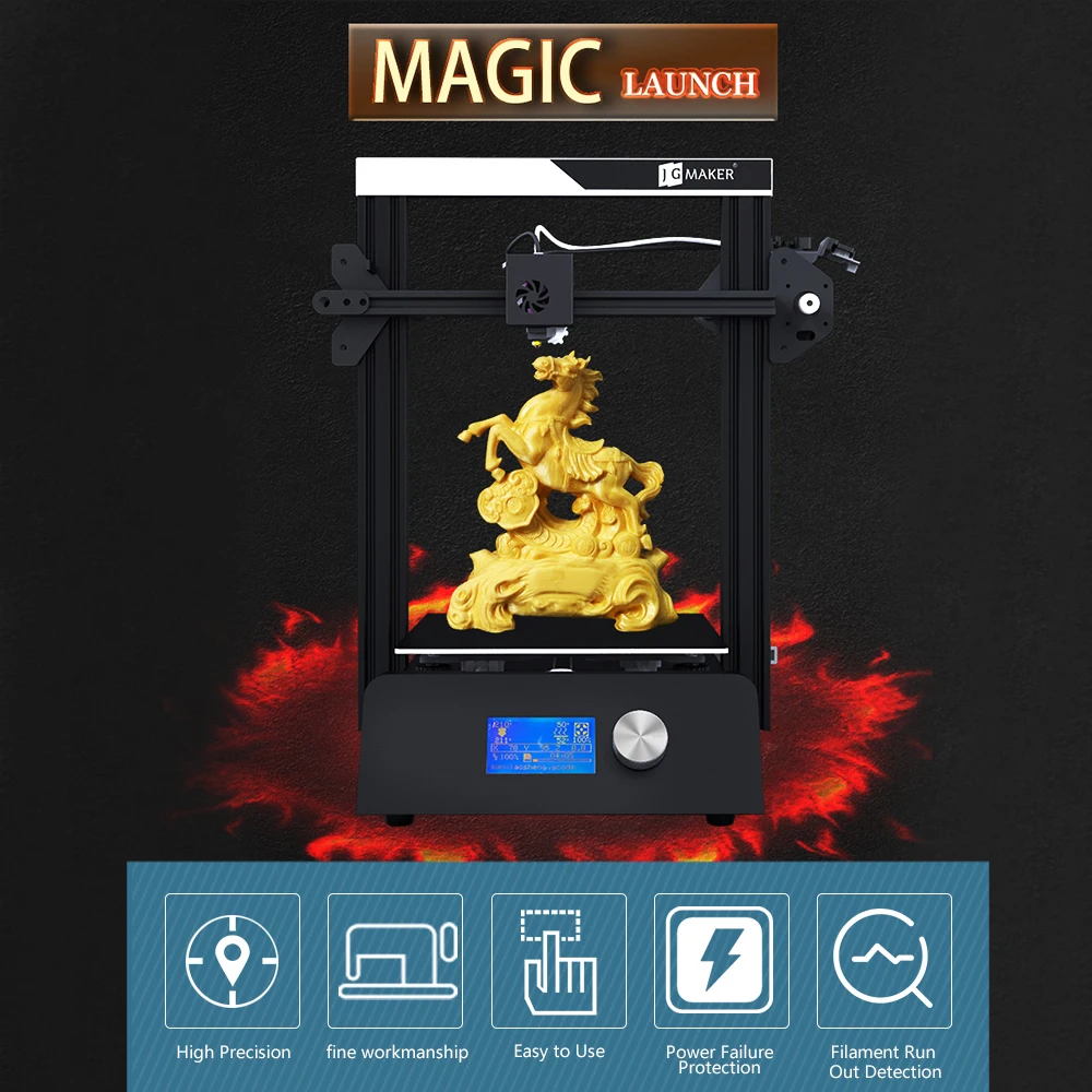JGAURORA 3d принтер JGMaker Волшебная алюминиевая рамка DIY комплект большой размер сборки 220x220x250 мм 3D Drucker возврат питания бесплатные подарки