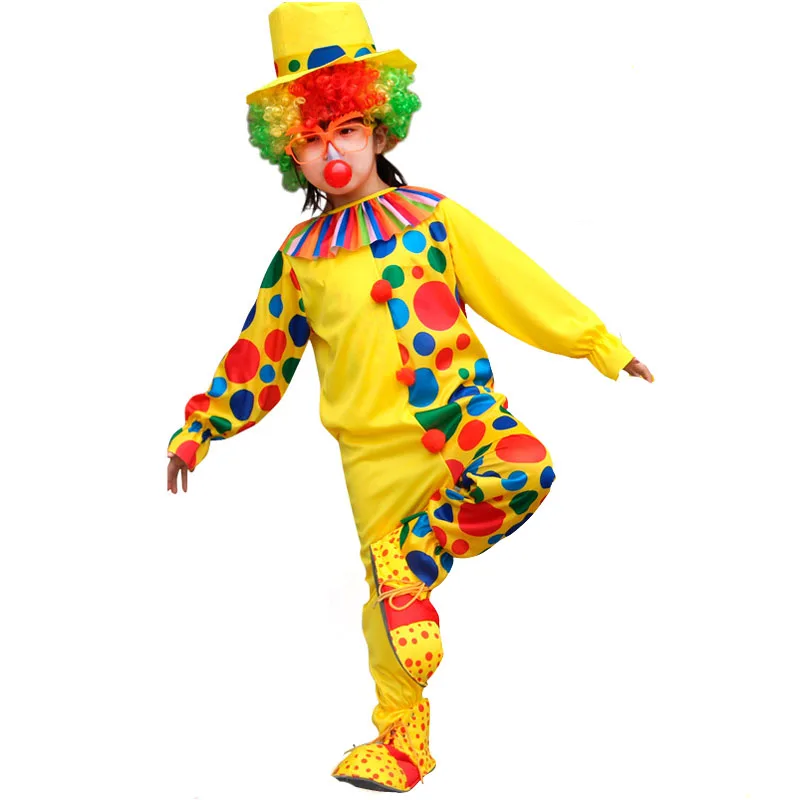 Kids Children Colorful Dot Clown Cosplay Costume Magician Circus Jumpsuits Costumes Dress Party Purim Halloween|cosplay costume|magician