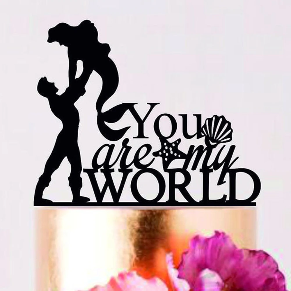 

Prince and Mermaid Wedding Cake Topper,You Are My Word Silhouette Cake Topper,Cake Topper For Wedding Anniversary valentine Day